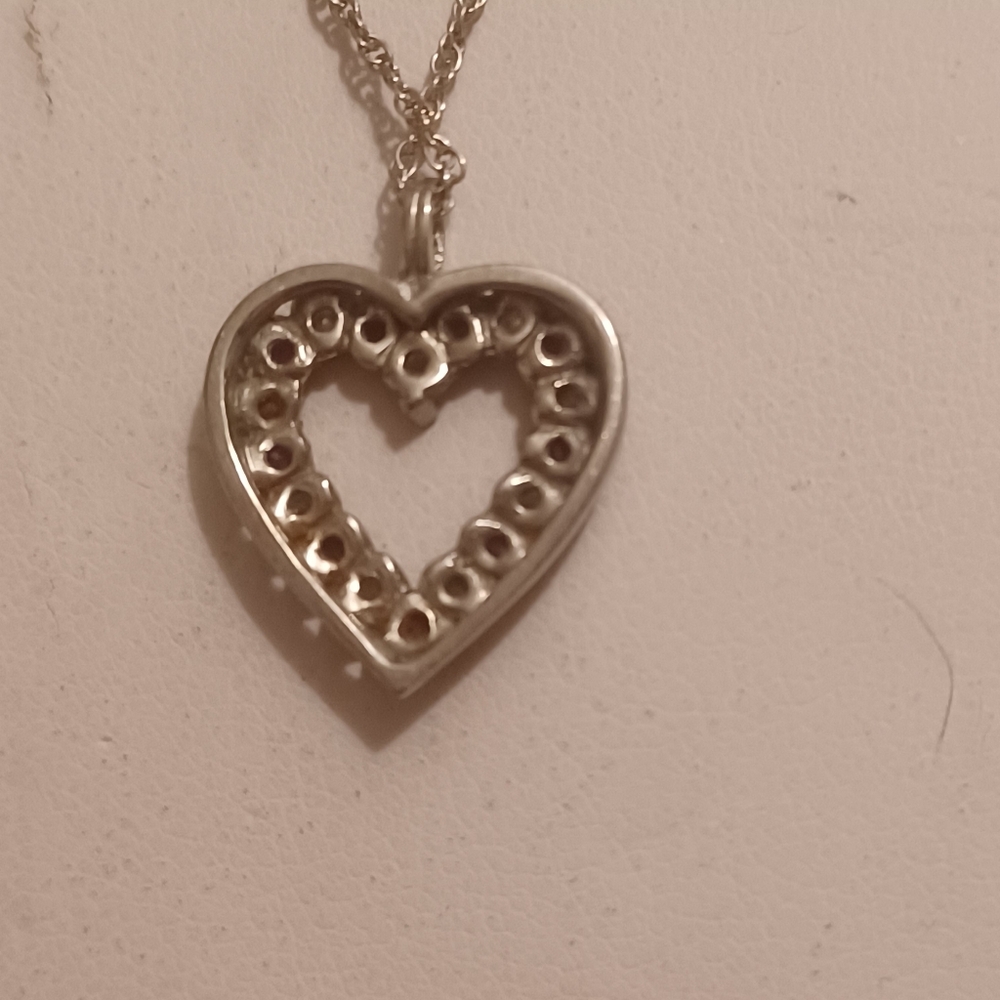 Solid 14k White Gold, Ruby And Diamond Necklace - image 2